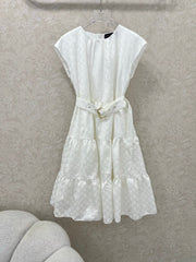 LV WHITE SLEEVELESS DRESS WITH BELT 269224