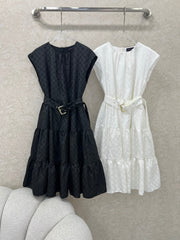LV WHITE SLEEVELESS DRESS WITH BELT 269224