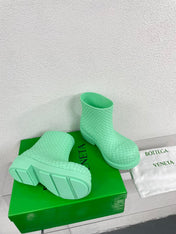 FIREMAN BOOTS IN GREEN MINT RUBBER WITH ICONIC INTRECCIO MOTIF