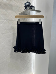 CHANEL RUFFLE-TRIM KNITTED CARDIGAN DRESS SET 276599