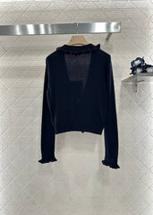 CHANEL RUFFLE-TRIM KNITTED CARDIGAN DRESS SET 276599