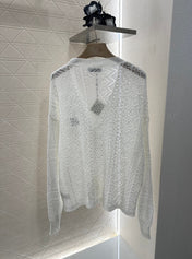 LOEWE HOLLOW KNITTED CARDIGAN DRESS SET 276594
