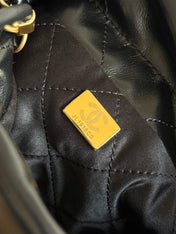 CC MINI HOBO HANDBAG 20 IN BLACK CALFSKIN GOLD-TONE HARDWARE