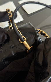 CC MINI HOBO HANDBAG 20 IN BLACK CALFSKIN GOLD-TONE HARDWARE