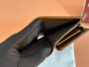 HORSEBIT 1955 CARD CASE WALLET 11.5 IN BEIGE EBONY GG CANVAS BROWN CALFSKIN