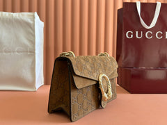 DIONYSUS LAGRE SHOULDER BAG 27.5 IN BROWN SUEDE