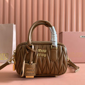 ARCADIE MATELASSÉ BAG 19 IN BROWN LAMBSKIN GOLD HARDWARE