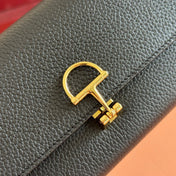 SOFTBIT CONTINENTAL WALLET 19 IN BLACK GRAINY CALFSKIN GOLD HARDWARE