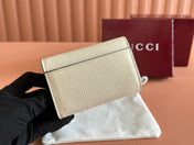SOFTBIT CARD CASE 10.5 IN WHITE GRAINY CALFSKIN GOLD HARDWARE