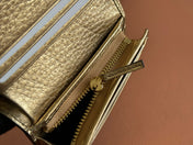 MARMONT BI-COLOUR CARD CASE WALLET 11 IN BEIGE EBONY GG CANVAS GOLD GLOSSY CALFSKIN