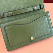 GUCCI 25S DIONYSUS WALLET ON CHAIN 20 IN GREEN GLOSSY CALFSKIN