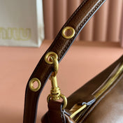 MIUMIU 26S CORDUROY POUCH BAG 25 IN BROWN CALFSKIN GOLD HARDWARE