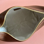 MIUMIU 26S CORDUROY POUCH BAG 25 IN BROWN CALFSKIN GOLD HARDWARE