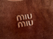 MIUMIU 26S IVY 40 TOTE IN CHOCOLATE BROWN CANVAS AND DARK BROWN CALFSKIN