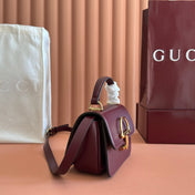 GUCCI 26S SIENA TOP HANDLE BAG 19 IN DARK RED CALFSKIN