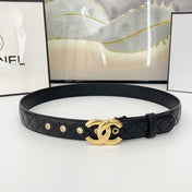 DOUBLE C BELT 30MM IN BLACK QUILTED LEATHER WITH GOLD BUCKLE