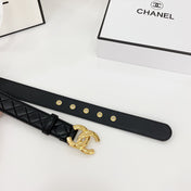 DOUBLE C BELT 30MM IN BLACK QUILTED LEATHER WITH GOLD BUCKLE