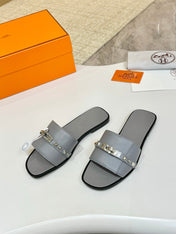 HM 26S GIULIA SANDAL IN GREY CALFSKIN SILVER HARDWARE