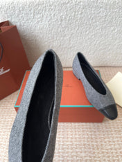 BALLET IN GREY TWEED MIX BLACK LAMBSKIN