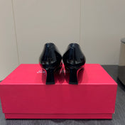 ROGER VIVIER 25S BELLE VIVIER PUMPS 45MM IN BLACK CALFSKIN GOLD BUCKLE