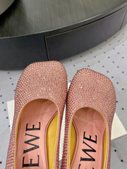 Loew pump 100 in suede and allover rhinestones pink