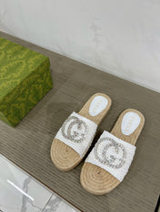 GG INTERLOCKING G ESPADRILLE WHITE FABRIC