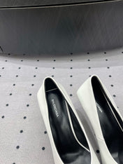 HEELED PUMPS 65 MM IN WHITE SMOOTH LAMBSKIN GOLD HARDWARE