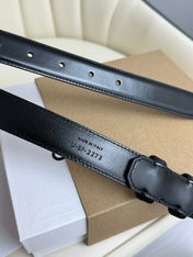 MEDIUM TRIOMPHE BELT 25MM BLACK LEATHER GOLD HARDWARE