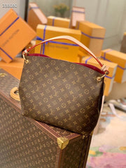 GRACEFUL MM BAG 35 IN BROWN MONOGRAM COATED CANVAS BEIGE CALFSKIN
