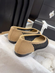 BALLERINAS IN BLACK MIX PEANUT BROWN RAFFIA