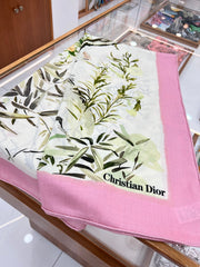 DIOR REVERSIBLE SCARF 140 CM IN CREAM WHITE MIX PINK WOOL-SILK FABRIC 735875