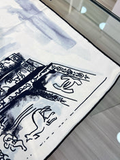 CHANEL 25S SCARF 135 IN CASHMERE SILK 737230