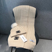 SET SCARF AND HAT IN BISQUE BEIGE WOOL 420821