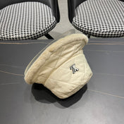 KNITTED BUCKET HAT IN CREAM BEIGE COTTON AND LAMB FUR 420924