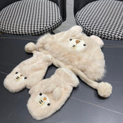 THREE-PIECE SET IN BEIGE FLEECE AND WOOL 433196