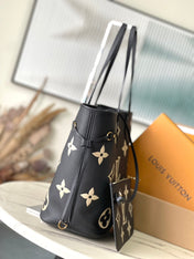 NEVERFULL MM 31 IN BLACK CREAM MONOGRAM EMPREINTE LEATHER