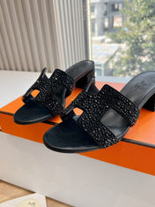 0ASIS SANDAL IN BLACK SUEDE WITH CRYSTALS