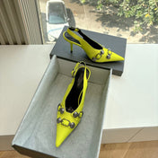 CAGOLE HIGH SLINGBACK IN YELLOW GLOSSY CALFSKIN