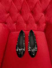 ballet flat black white tweed lambskin