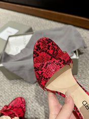 HIGH HEEL 10 CM SANDAL IN ROSE RED MIX BLACK CALFSKIN 684355