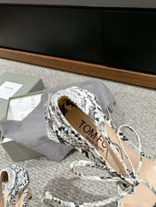 HIGH HEEL 10 CM SANDAL IN BLACK MIX WHITE CALFSKIN 684357