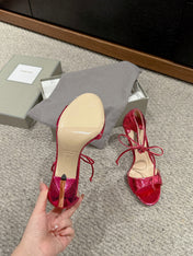 HIGH HEEL 10 CM SANDAL IN BRIGHT PINK CALFSKIN 684361