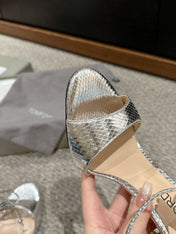 HIGH HEEL 10 CM SANDAL IN SILVER CALFSKIN 684362