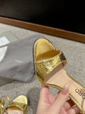 HIGH HEEL 10 CM SANDAL IN GOLD CALFSKIN 684363