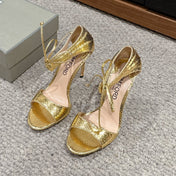 HIGH HEEL 10 CM SANDAL IN GOLD CALFSKIN 684363