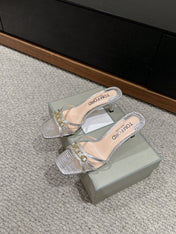 WHITNEY HIGH 6 CM MULE IN SILVER CROCODILE LEATHER