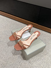 WHITNEY HIGH 6 CM MULE IN RED BROWN CROCODILE LEATHER