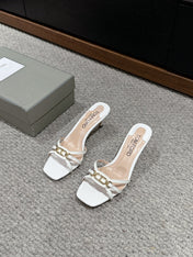 WHITNEY HIGH 6 CM MULE IN WHITE CROCODILE LEATHER