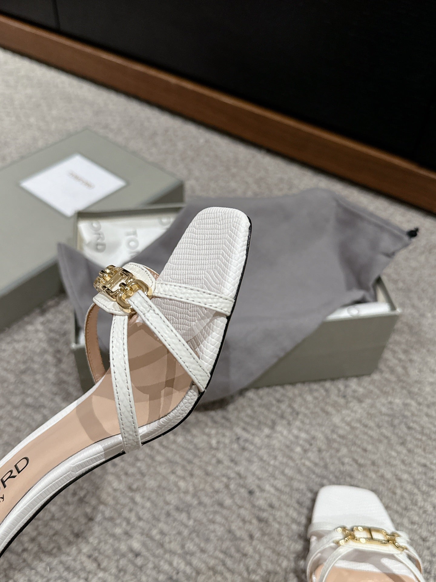 WHITNEY HIGH 6 CM MULE IN WHITE CROCODILE LEATHER