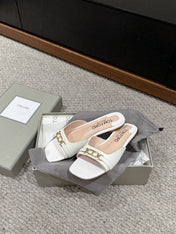 WHITNEY SLIDE IN WHITE CROCODILE LEATHER